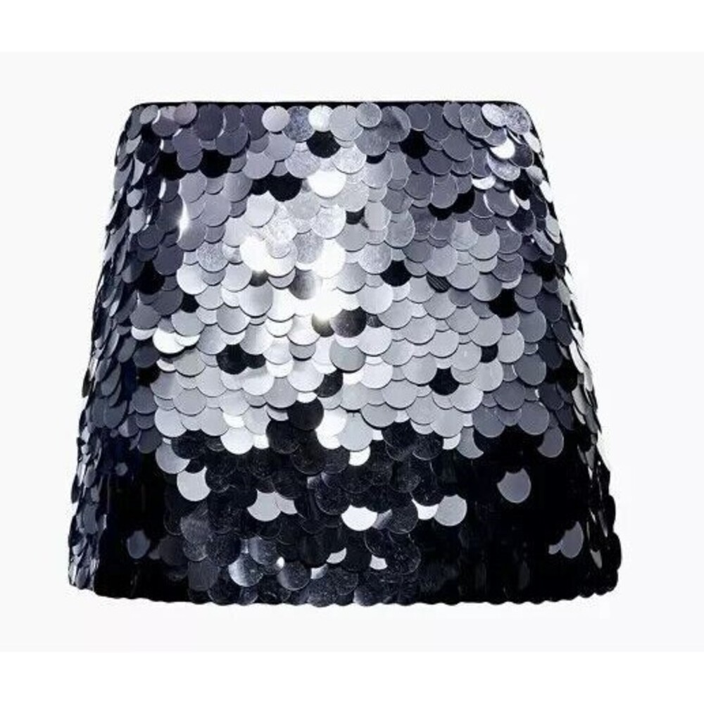 Alice +Olivia Rubi Metallic Paillette-Embellished Miniskirt Black/Silver… - Picture 2 of 11